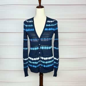 Martin + Osa Blue Cardigan Silk Blend Lightweight V-neck  Long Sleeve size S